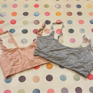 Set of Three Bodily Soft Ribbed Wireless nursing bras - Pink, black and Gray